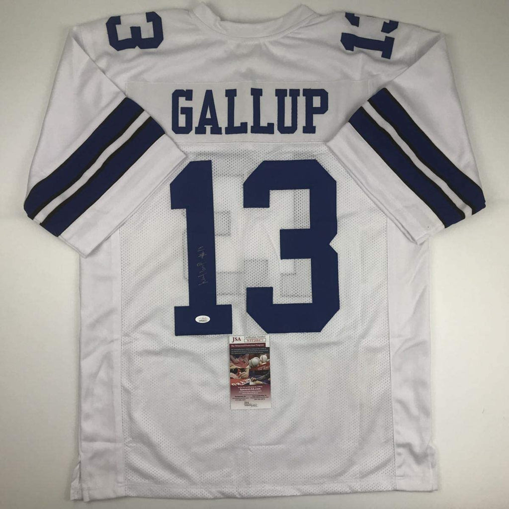 Autographed/Signed Michael Gallup Dallas White Football Jersey JSA COA