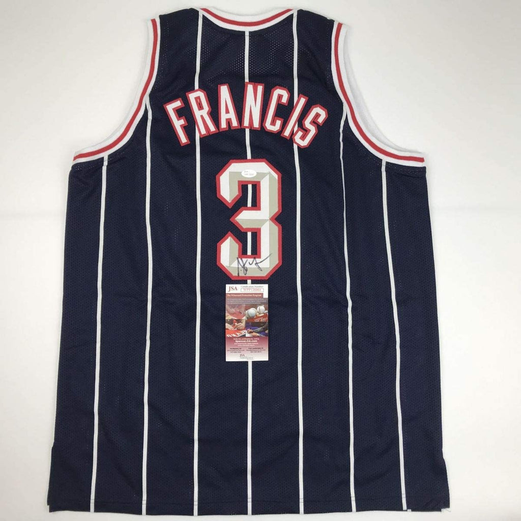 Autographed/Signed Steve Francis Houston Blue Basketball Jersey JSA COA