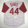 Autographed/Signed Eric Davis Cincinnati Pinstripe Baseball Jersey JSA COA