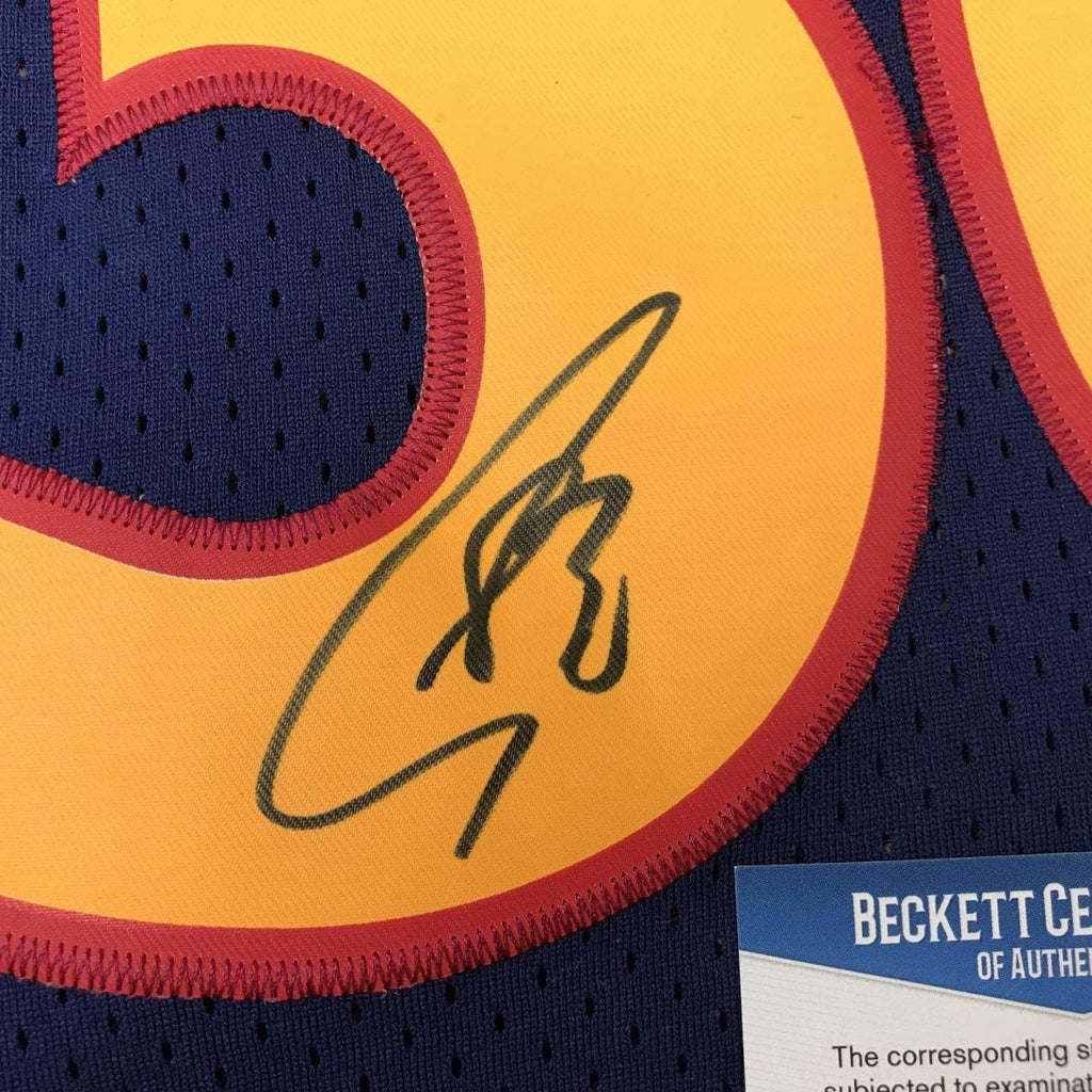 Autographed/Signed Stephen Steph Curry Golden State Blue Rookie Basketball Jersey Beckett BAS COA