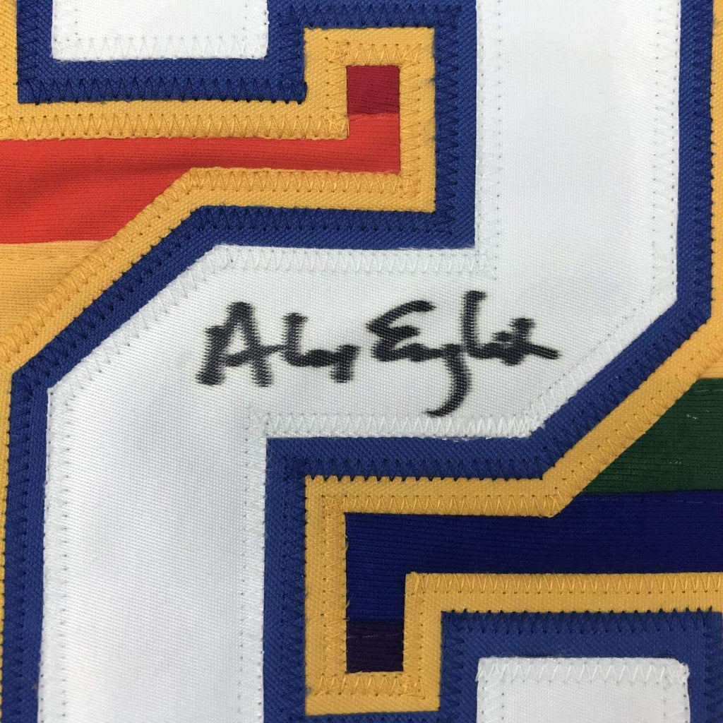 Autographed/Signed Alex English Denver Blue Basketball Jersey PSA/DNA COA