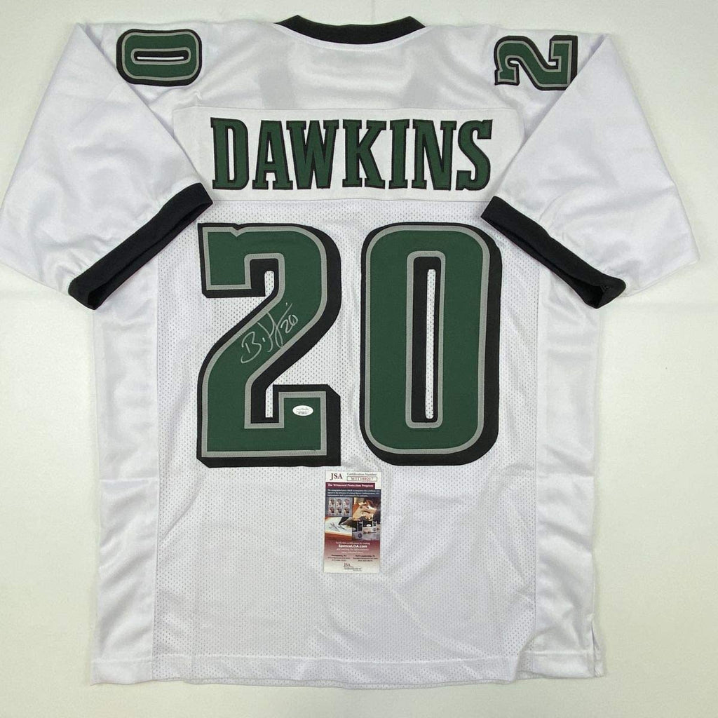 Autographed/Signed Brian Dawkins Philadelphia White Football Jersey JSA COA