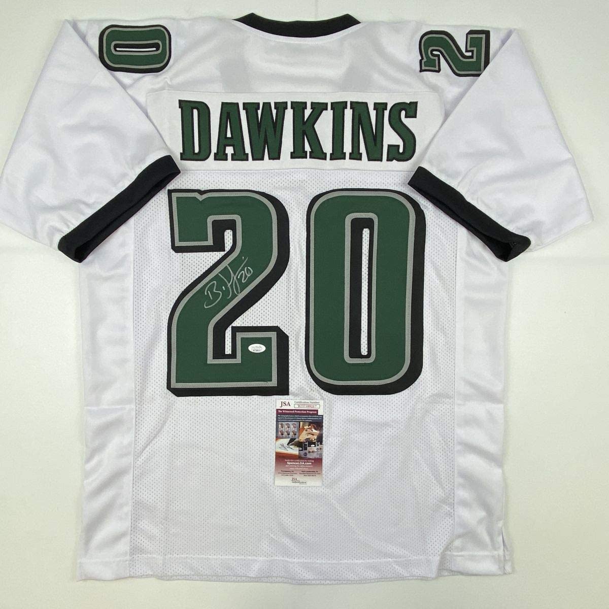 Autographed/Signed Brian Dawkins Philadelphia White Football Jersey JSA COA