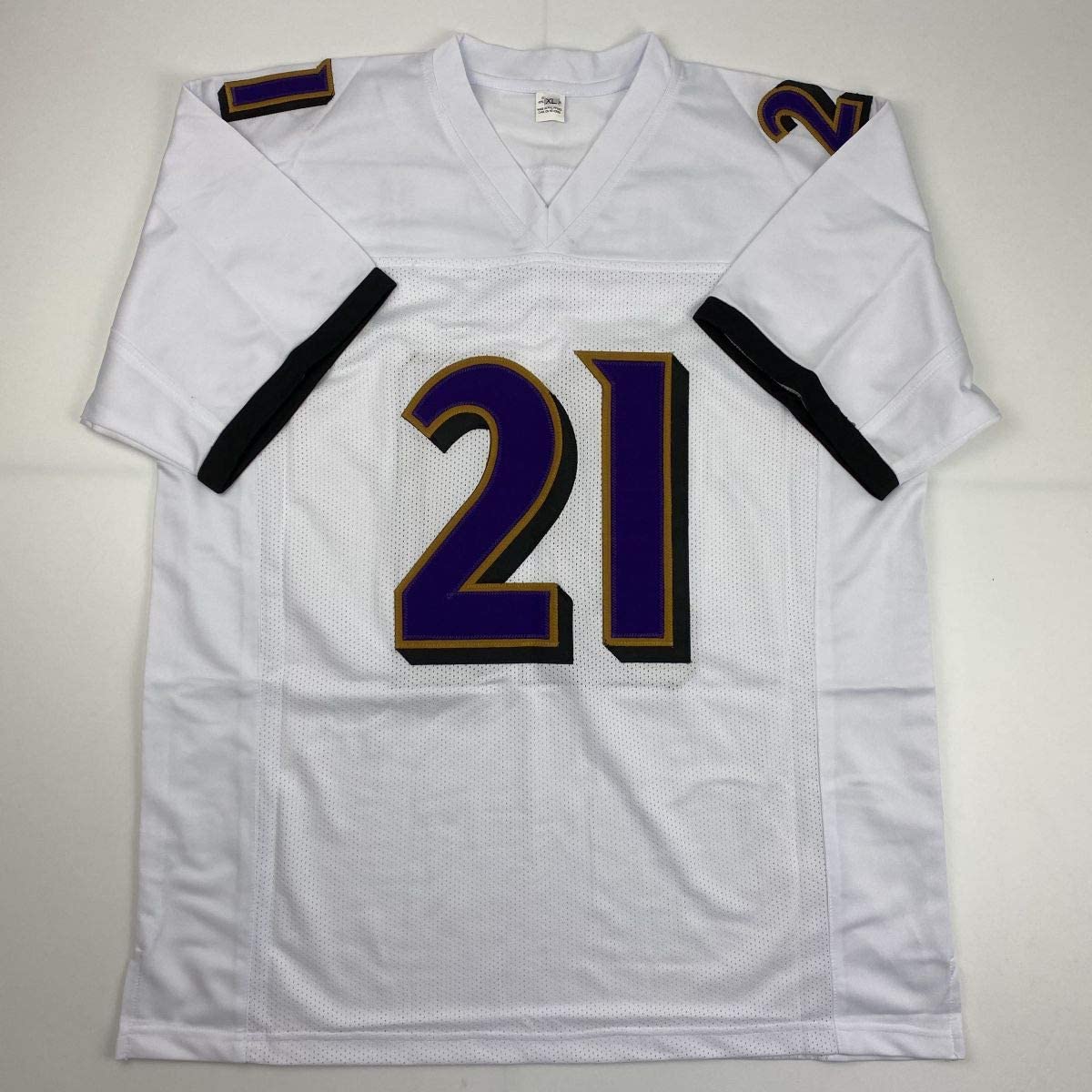 Autographed/Signed Mark Ingram II Baltimore White Football Jersey Beckett BAS COA