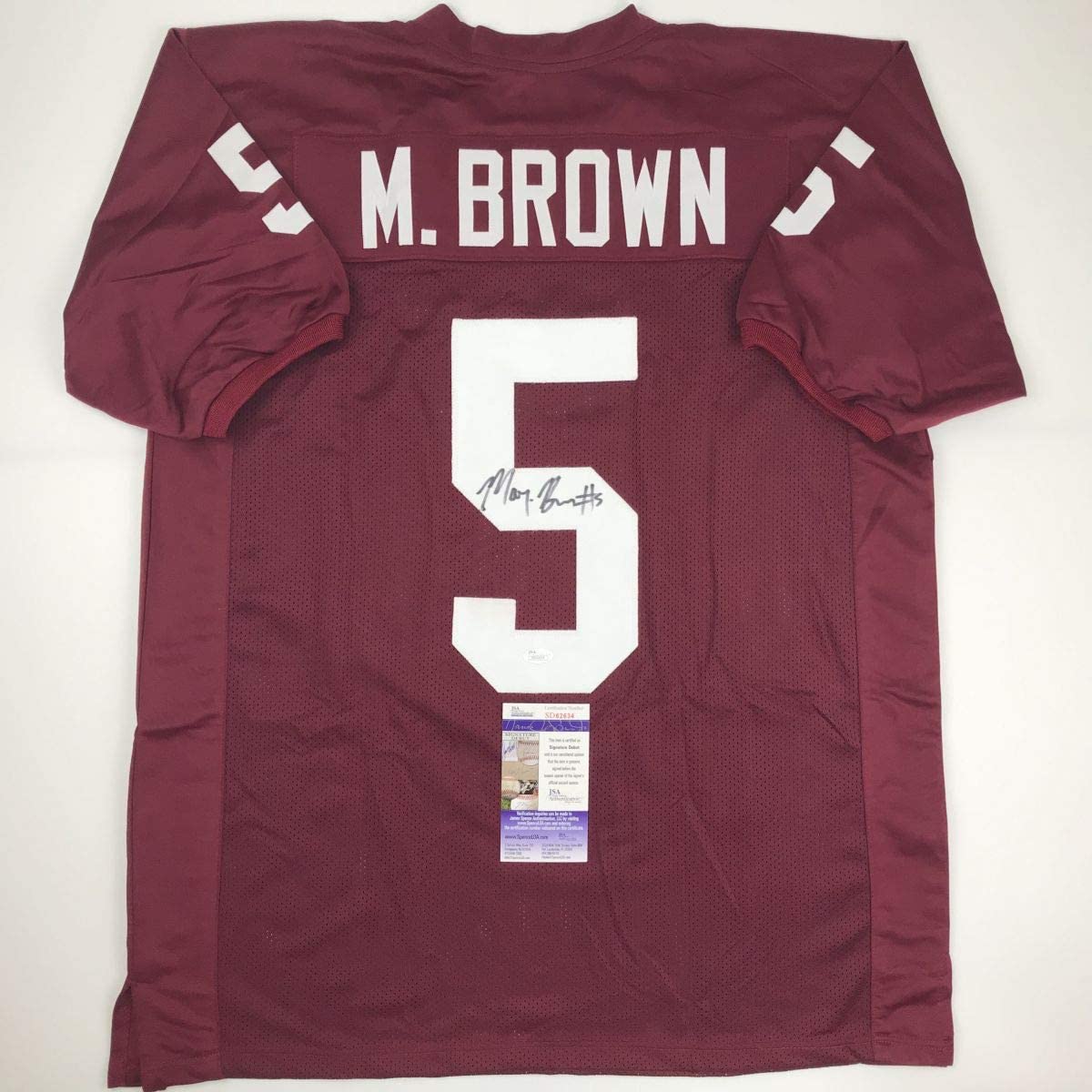 Autographed/Signed Marquise Brown Oklahoma Red College Football Jersey JSA COA