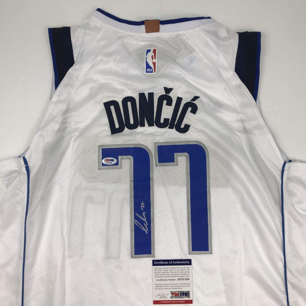 Autographed/Signed Luka Doncic Dallas White Basketball Jersey PSA/DNA COA