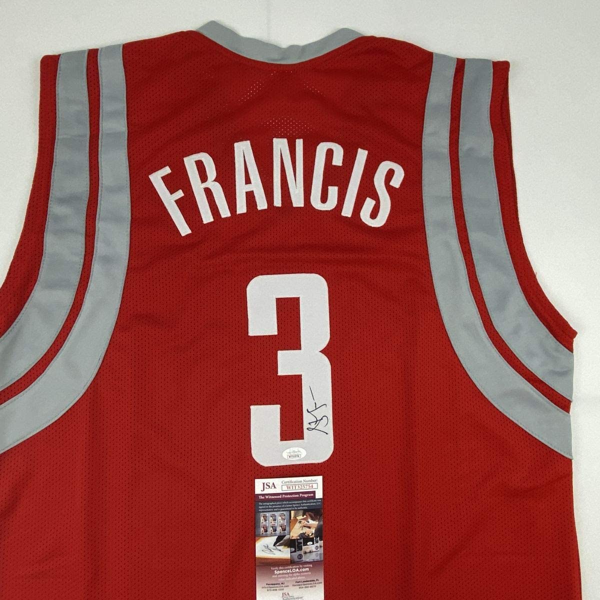 Autographed/Signed Steve Francis Houston Red Basketball Jersey JSA COA