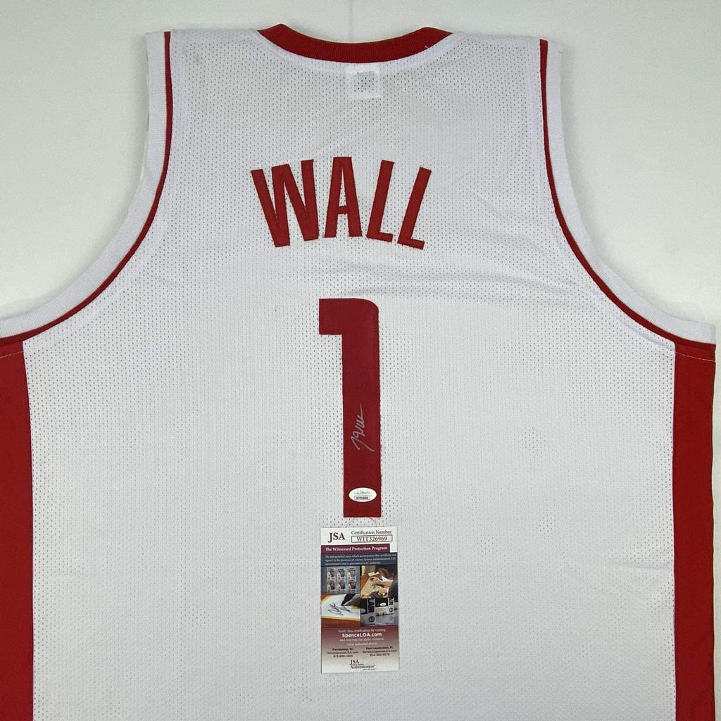 Autographed/Signed John Wall Houston White Basketball Jersey JSA COA