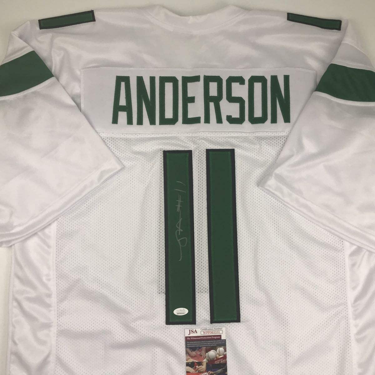 Autographed/Signed Robby Anderson New York 2019 White Football Jersey JSA COA