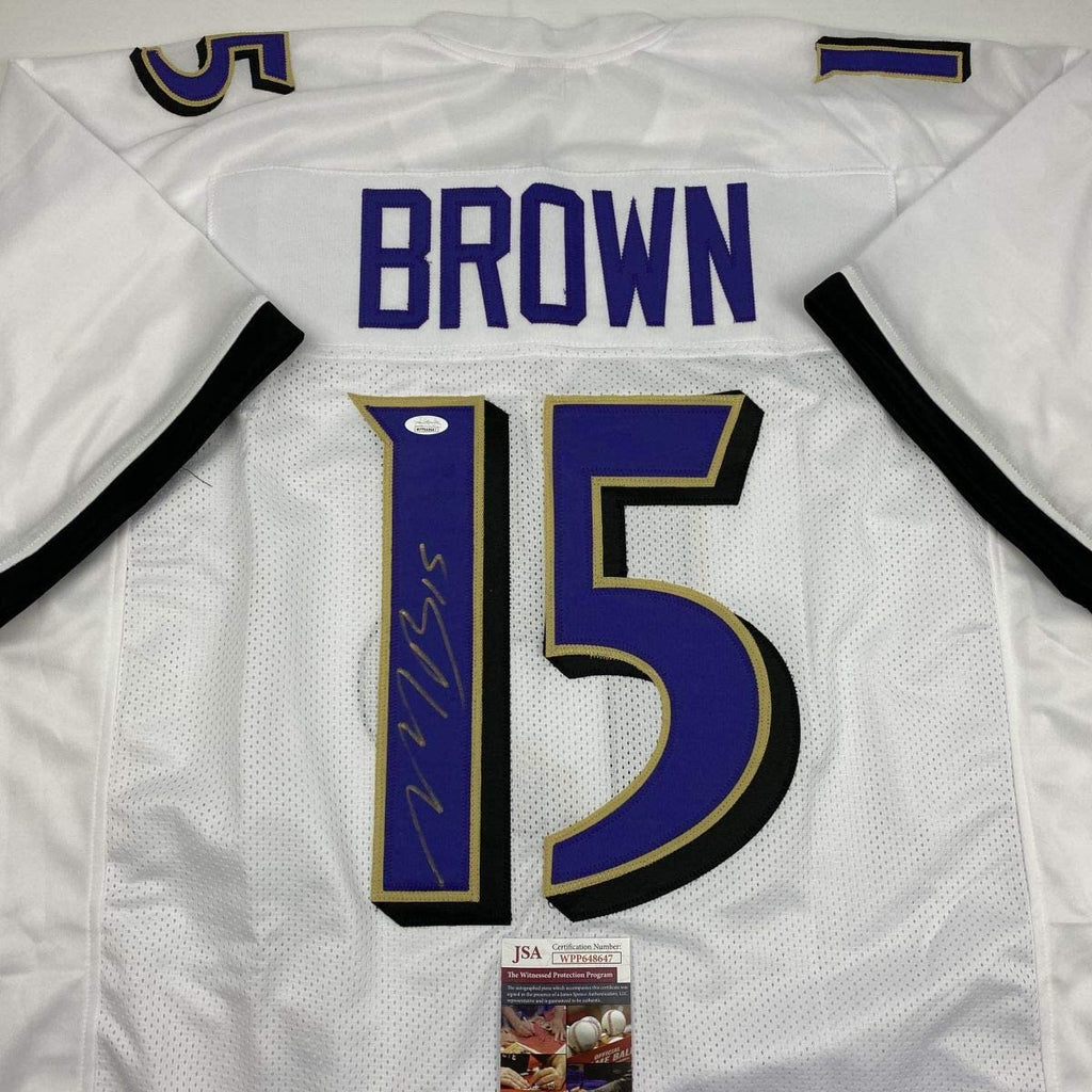 Autographed/Signed Marquise Brown Baltimore White Football Jersey JSA COA