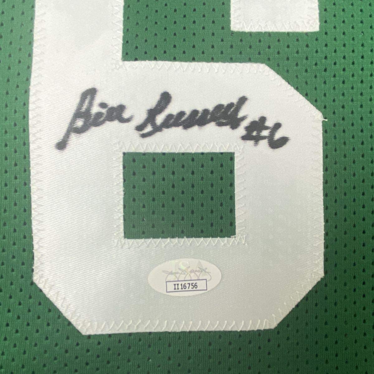 Autographed/Signed Bill Russell Boston Green Basketball Jersey JSA COA