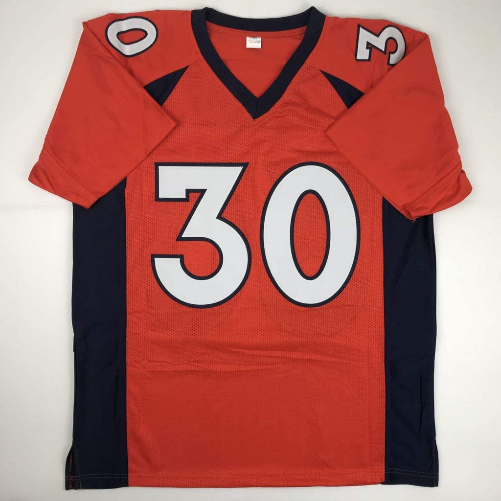Autographed/Signed Phillip Lindsay Denver Orange Football Jersey JSA COA