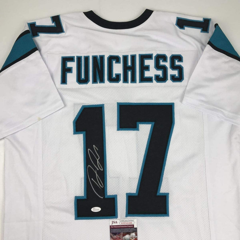 Autographed/Signed Devin Funchess Carolina White Football Jersey JSA COA