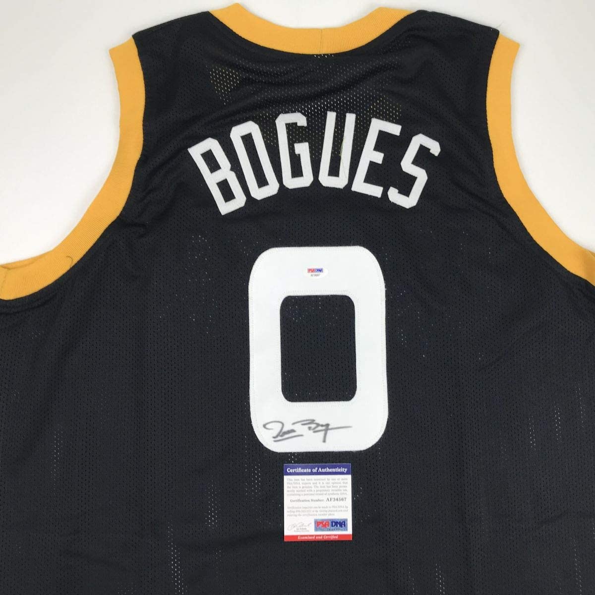 Autographed/Signed Muggsy Bogues Space Jam Monstars Black Basketball Jersey PSA/DNA COA