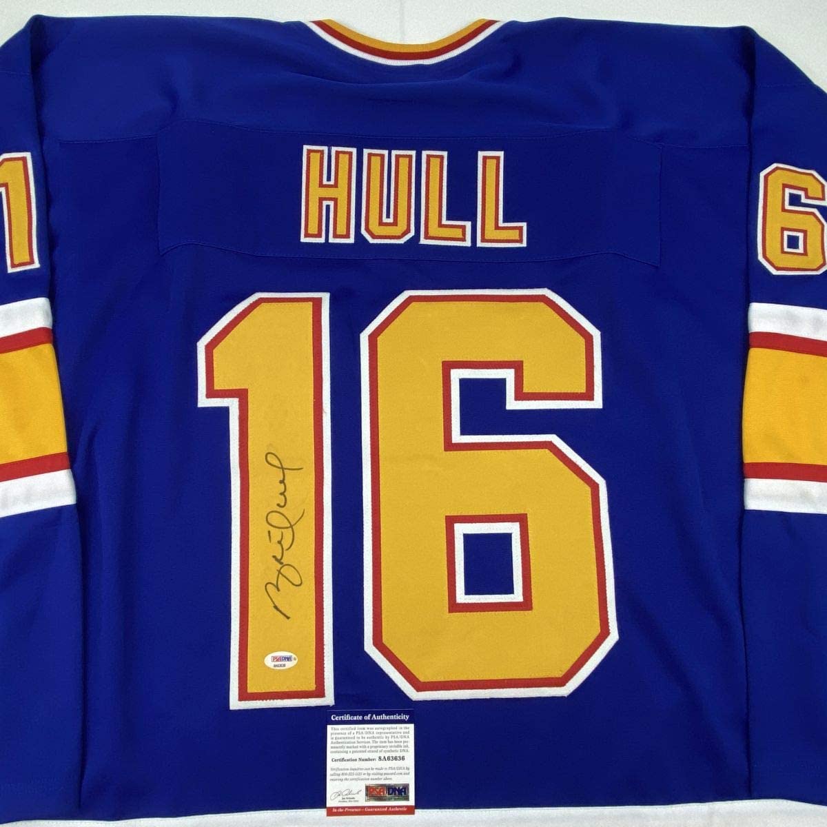 Autographed/Signed Brett Hull St. Louis Retro Blue Hockey Jersey PSA/DNA COA