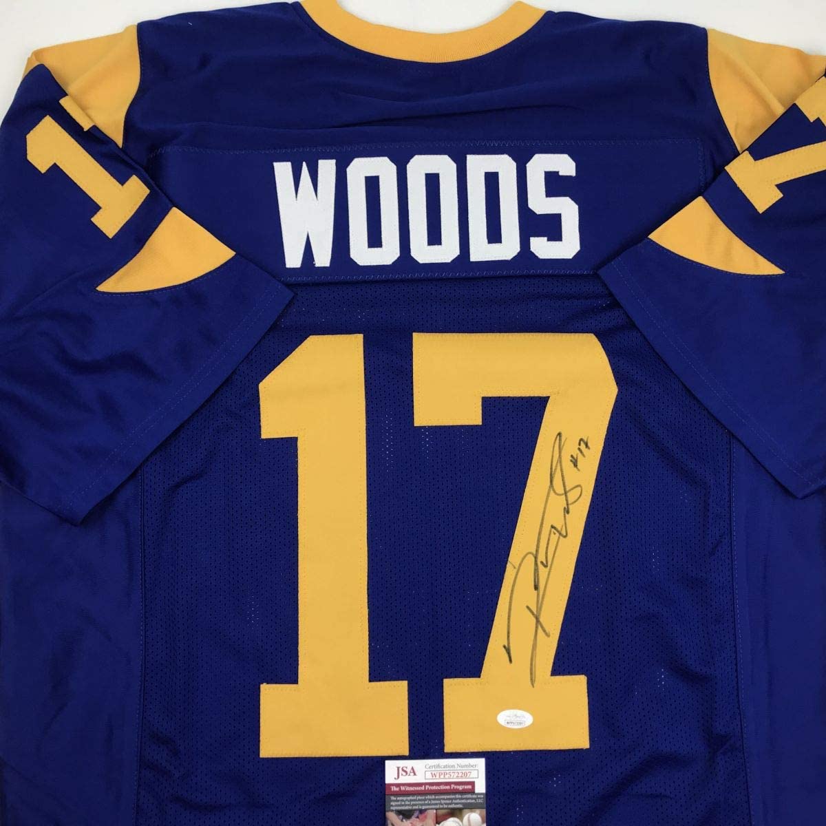 Autographed/Signed Robert Woods Los Angeles LA Retro Blue Football Jersey JSA COA