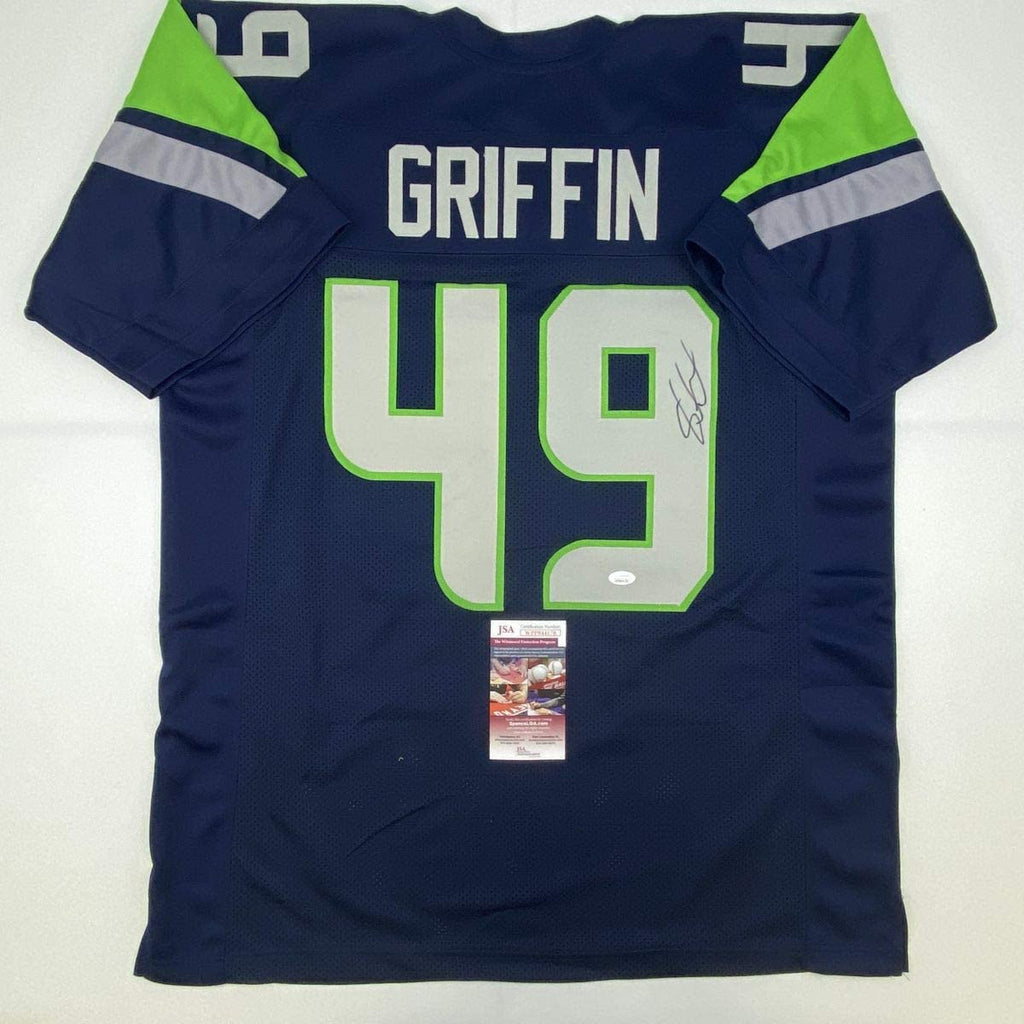 Autographed/Signed Shaquem Griffin Seattle Blue Football Jersey JSA COA