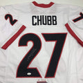 Autographed/Signed Nick Chubb Georgia White College Football Jersey JSA COA