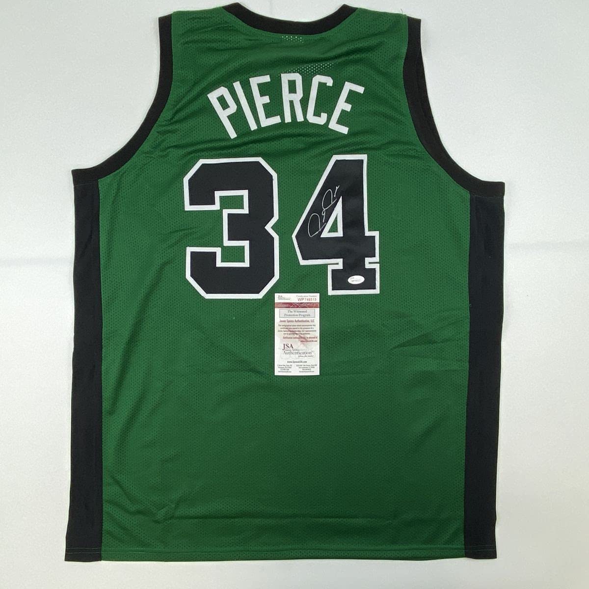 Autographed/Signed Paul Pierce Boston Green Basketball Jersey JSA COA