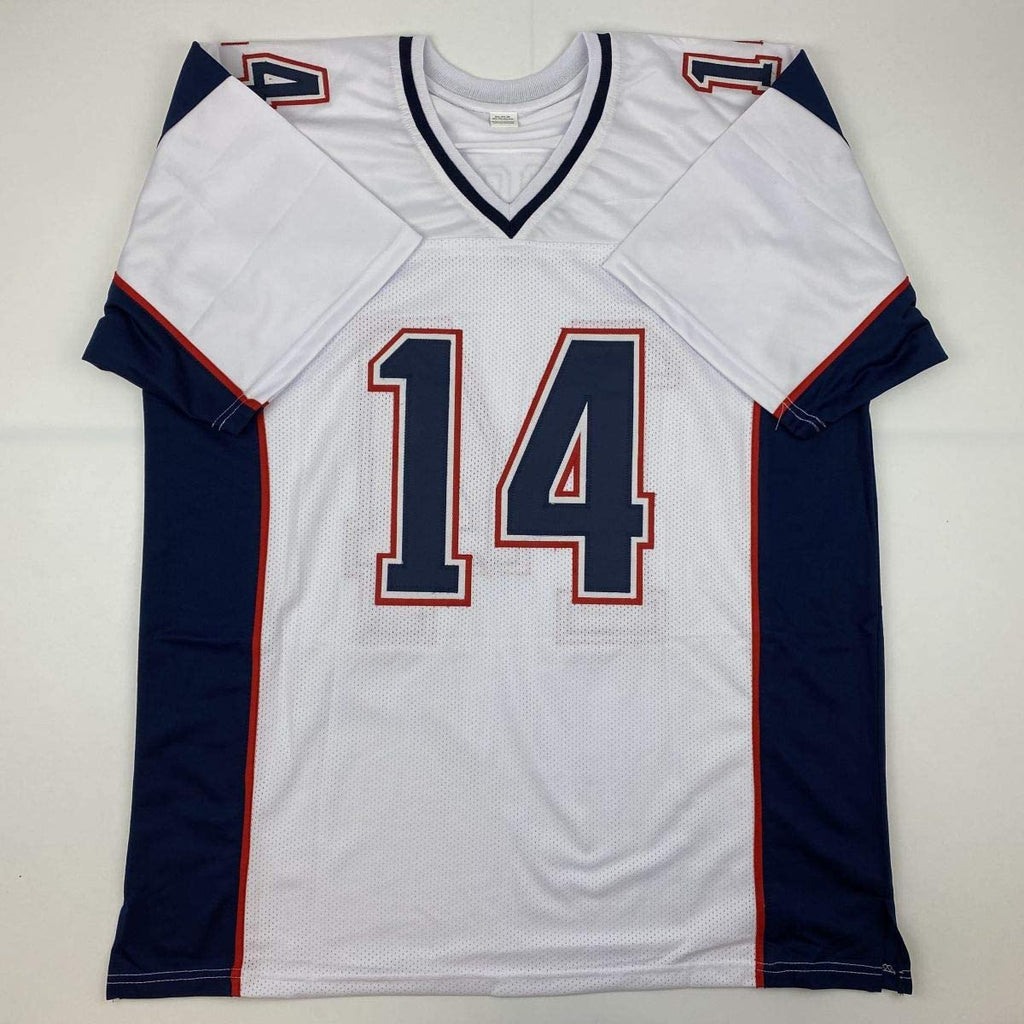 Autographed/Signed Steve Grogan New England White Modern Football Jersey JSA COA