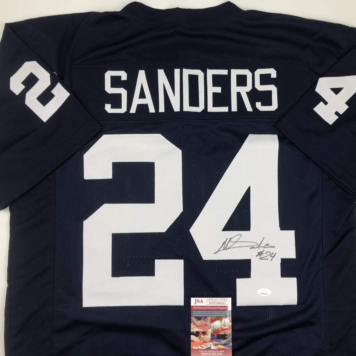Autographed/Signed Miles Sanders Penn State Blue College Football Jersey JSA COA