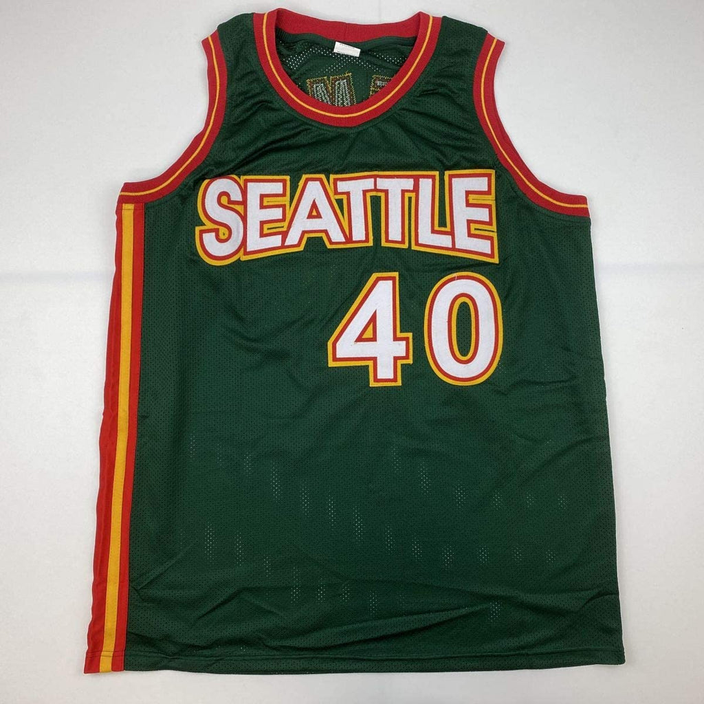Autographed/Signed Shawn Kemp Seattle Dark Green Basketball Jersey PSA/DNA COA