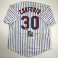 Autographed/Signed Michael Conforto New York NY Pinstripe Baseball Jersey JSA COA
