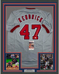 Framed Autographed/Signed Howie Kendrick 35x39 Washington Grey Baseball Jersey JSA COA