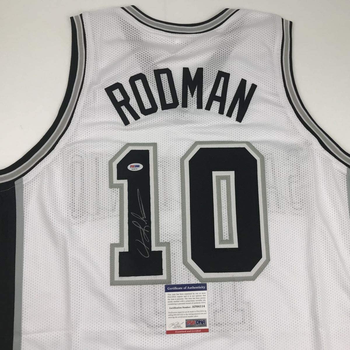 Autographed/Signed Dennis Rodman San Antonio White Basketball Jersey PSA/DNA COA