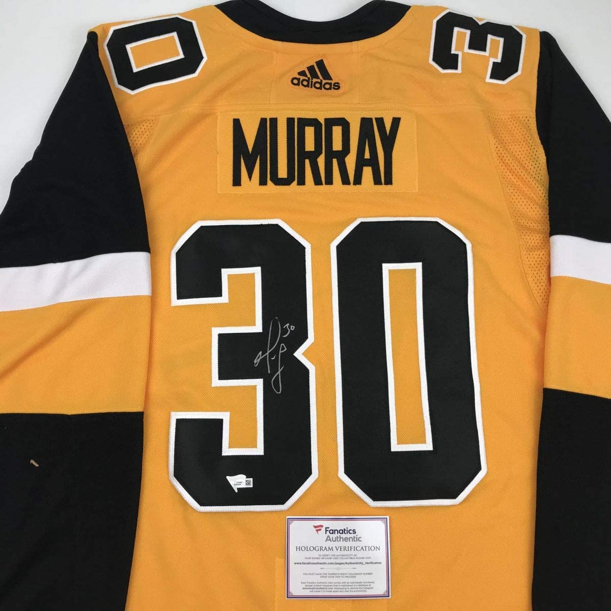 Autographed/Signed Matt Murray Pittsburgh Yellow Hockey Jersey Fanatics COA