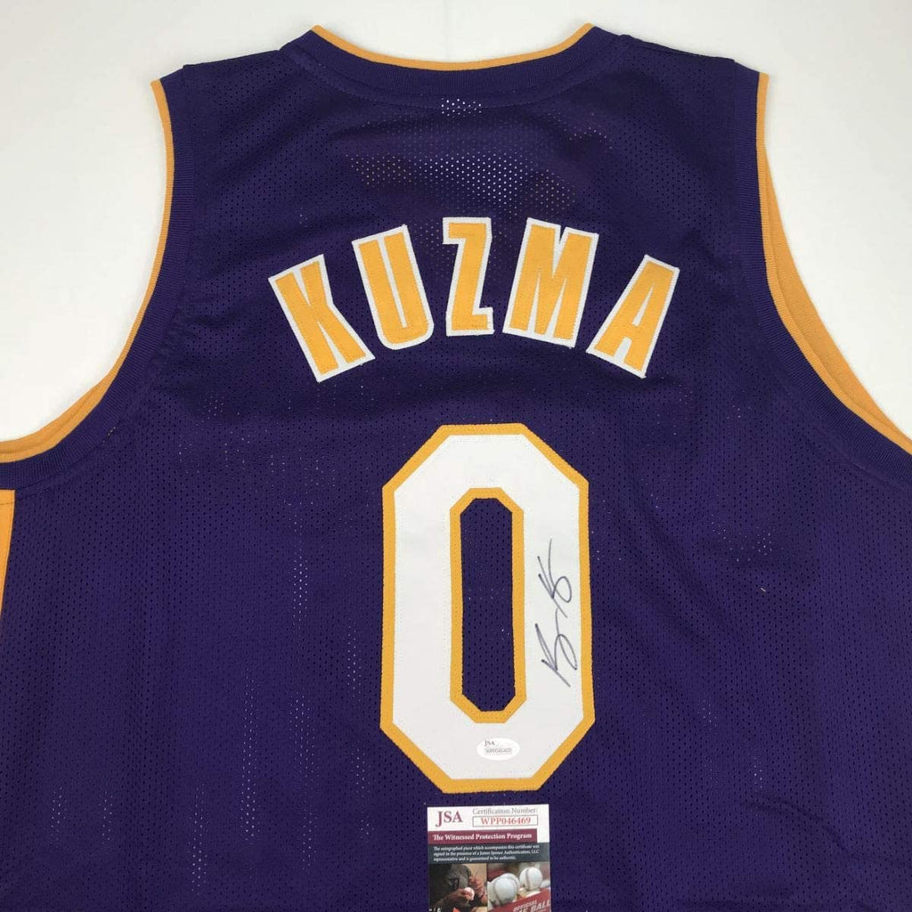 Autographed/Signed Kyle Kuzma Los Angeles LA Purple Basketball Jersey JSA COA
