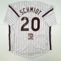 Autographed/Signed Mike Schmidt HOF 95 Philadelphia Pinstripe Baseball Jersey JSA COA