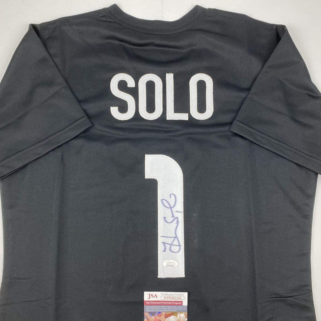 Autographed/Signed Hope Solo Black Soccer Team USA World Cup Jersey JSA COA