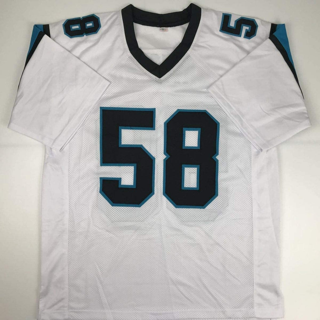 Autographed/Signed Thomas Davis Sr. Carolina White Football Jersey JSA COA