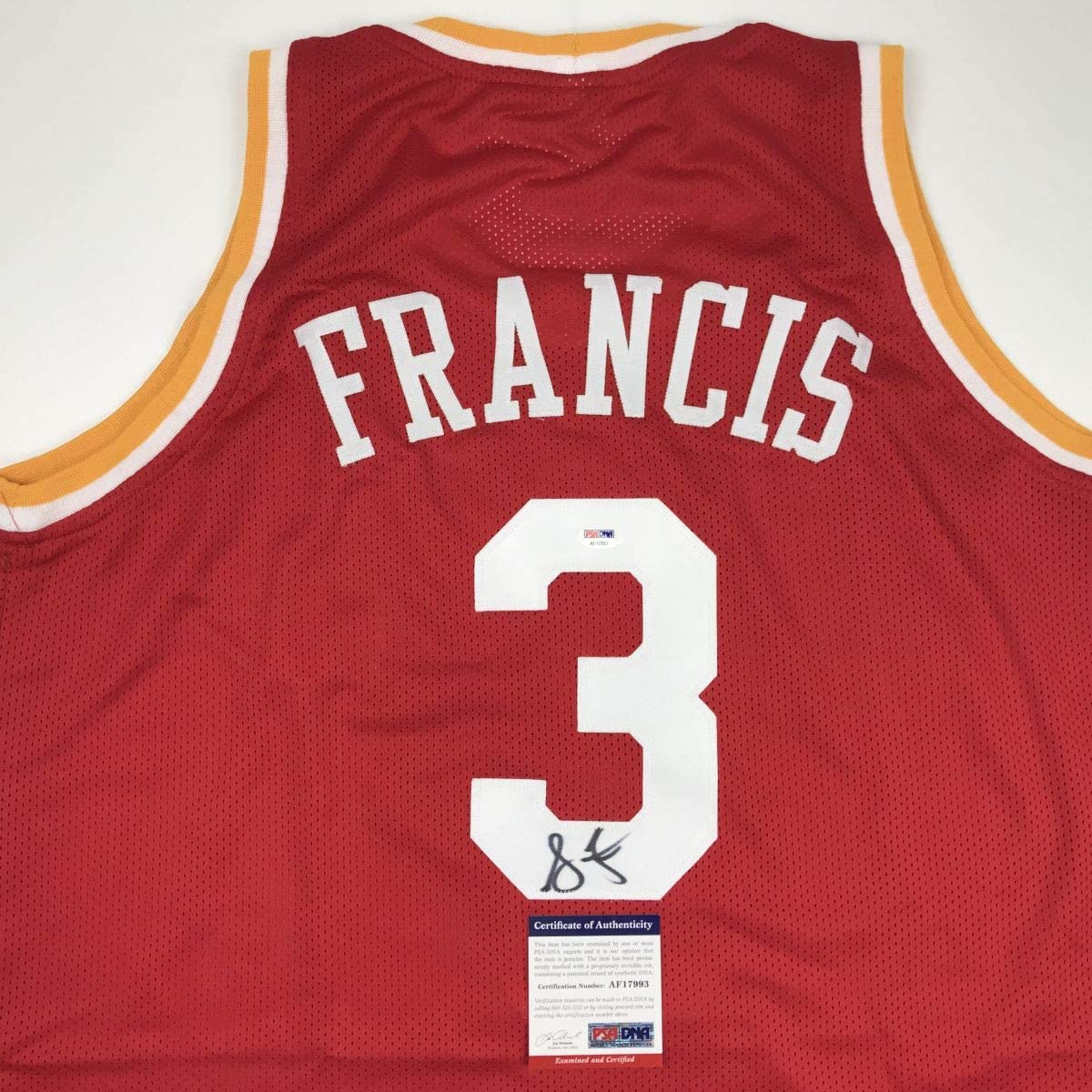 Autographed/Signed Steve Francis Houston Red Basketball Jersey PSA/DNA COA