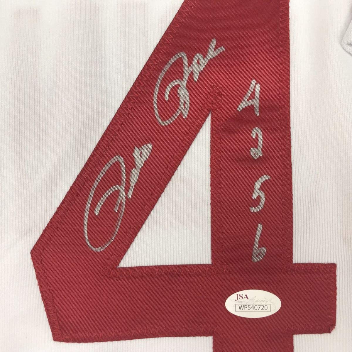Autographed/Signed Pete Rose 4256 Cincinnati White Baseball Jersey JSA COA