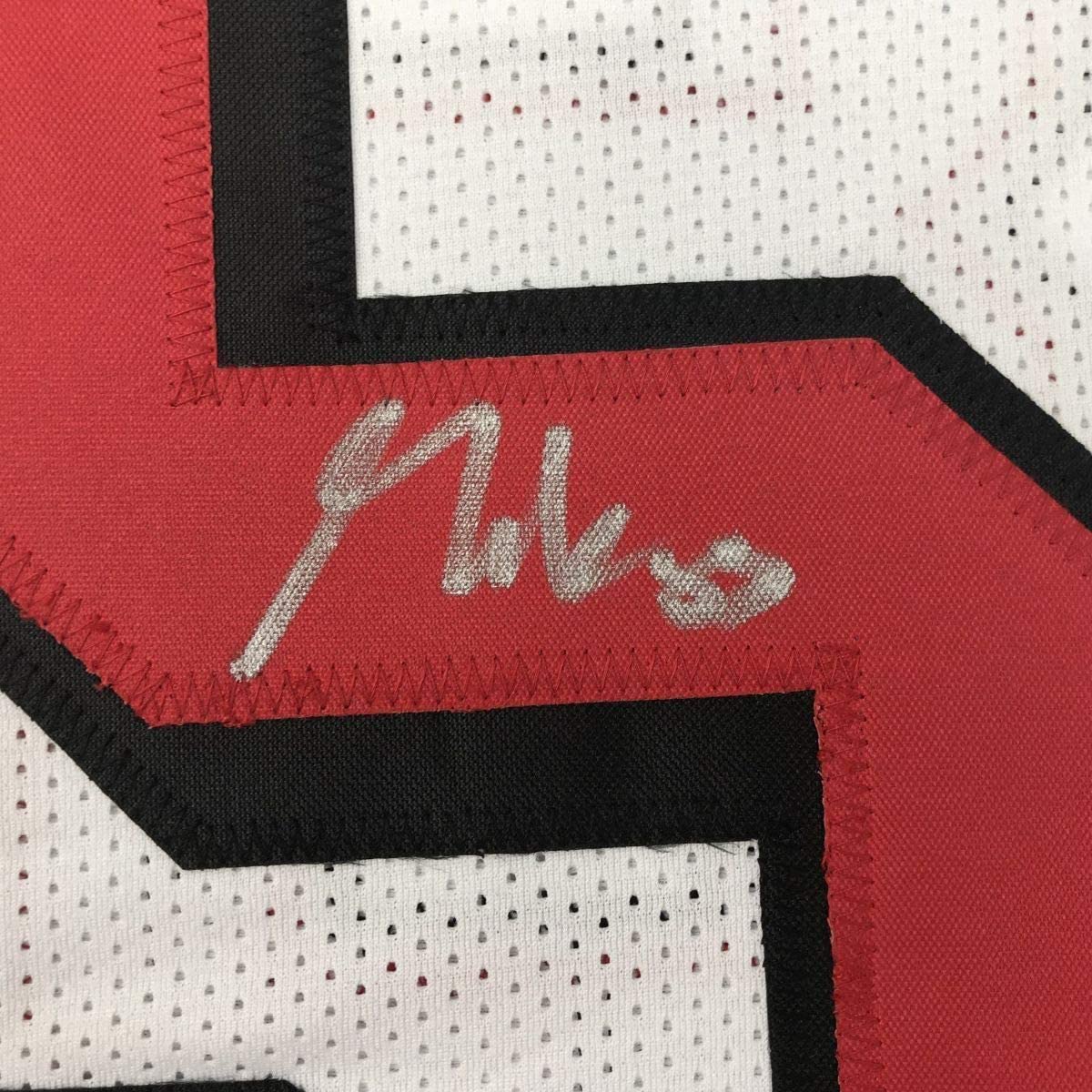 Framed Autographed/Signed George Kittle 35x39 San Francisco White Football Jersey JSA COA