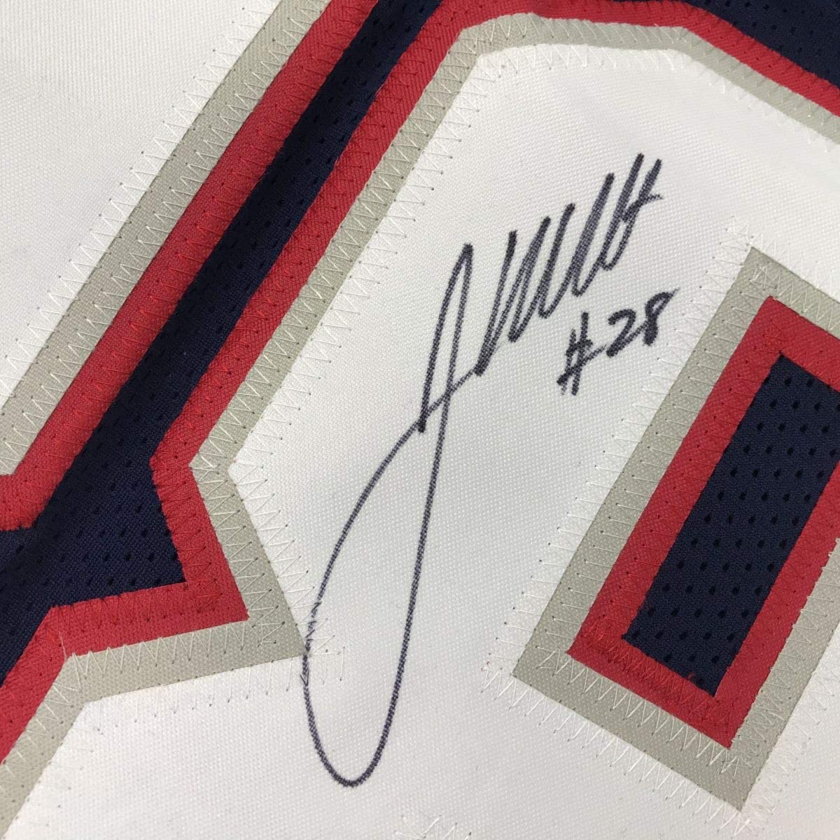 Autographed/Signed James White New England Blue Football Jersey JSA COA