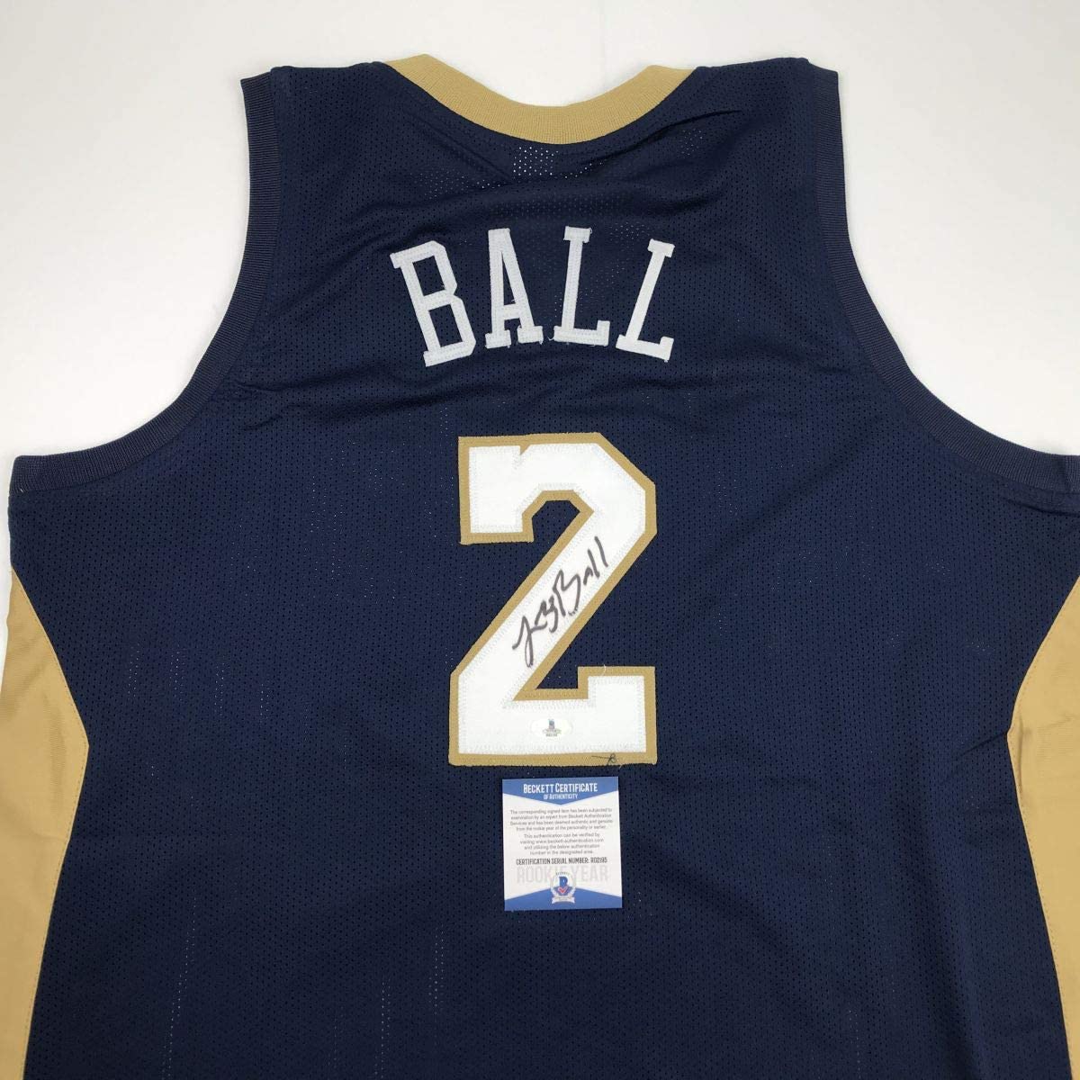 Autographed/Signed Lonzo Ball New Orleans Blue Basketball Jersey Beckett BAS COA