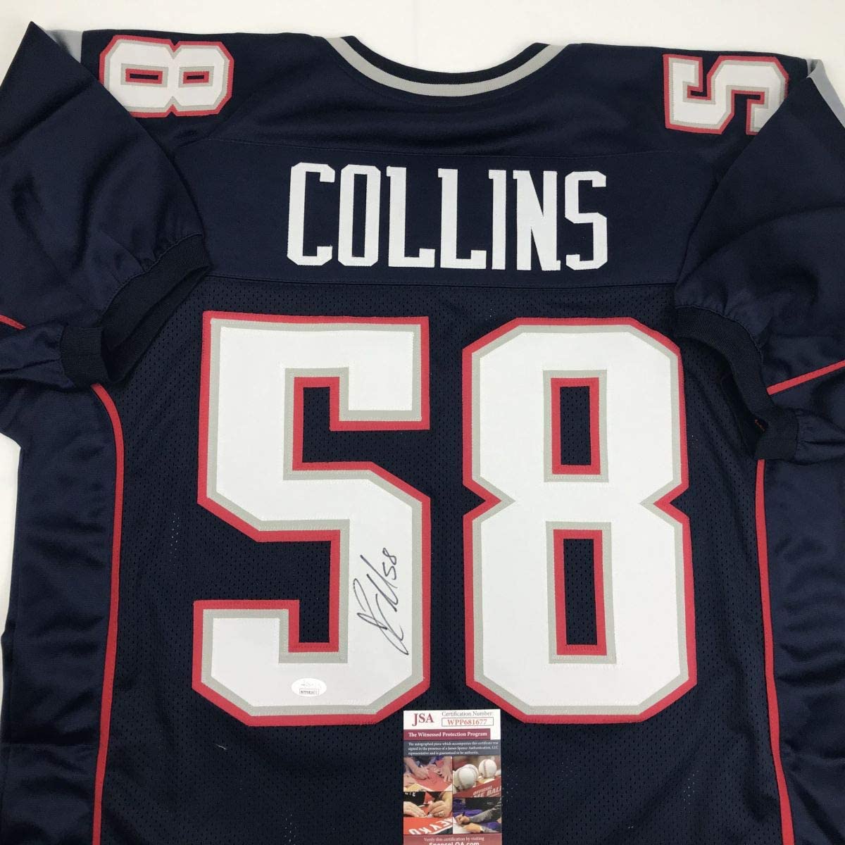 Autographed/Signed Jamie Collins New England Blue Football Jersey JSA COA