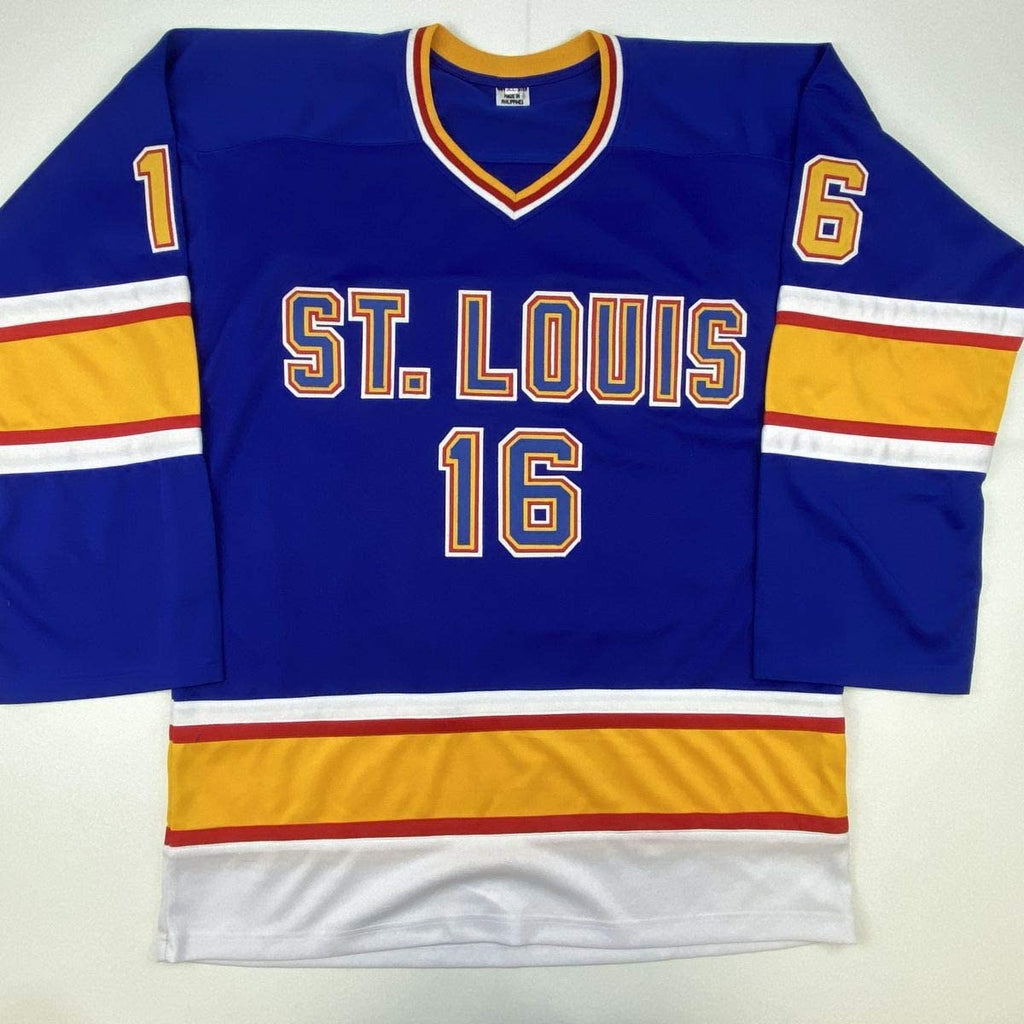 Autographed/Signed Brett Hull St. Louis Retro Blue Hockey Jersey PSA/DNA COA