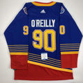 Autographed/Signed Ryan O'Reilly St. Louis Retro Blue Hockey Jersey Beckett BAS COA