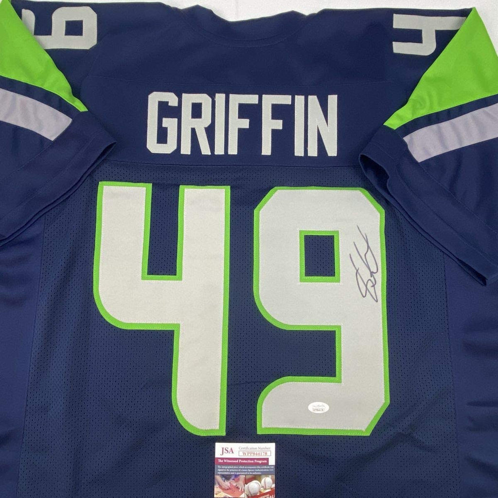 Autographed/Signed Shaquem Griffin Seattle Blue Football Jersey JSA COA