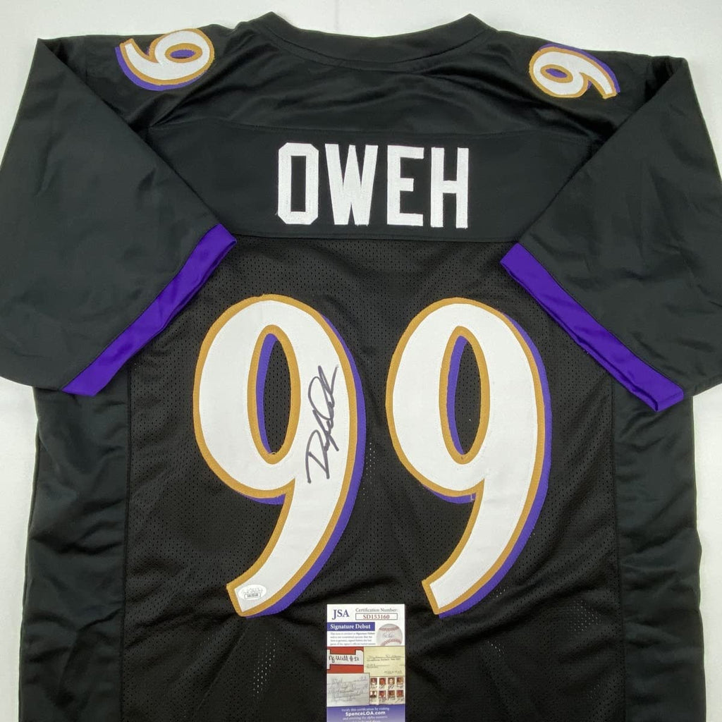 Autographed/Signed Odafe Oweh Baltimore Black Football Jersey JSA COA