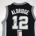 Autographed/Signed LaMarcus Aldridge San Antonio Black Basketball Jersey JSA COA