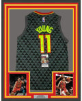 Framed Autographed/Signed Trae Young 35x39 Atlanta Black Basketball Jersey JSA COA
