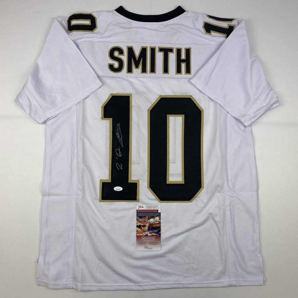 Autographed/Signed Tre'Quan Smith New Orleans White Football Jersey JSA COA