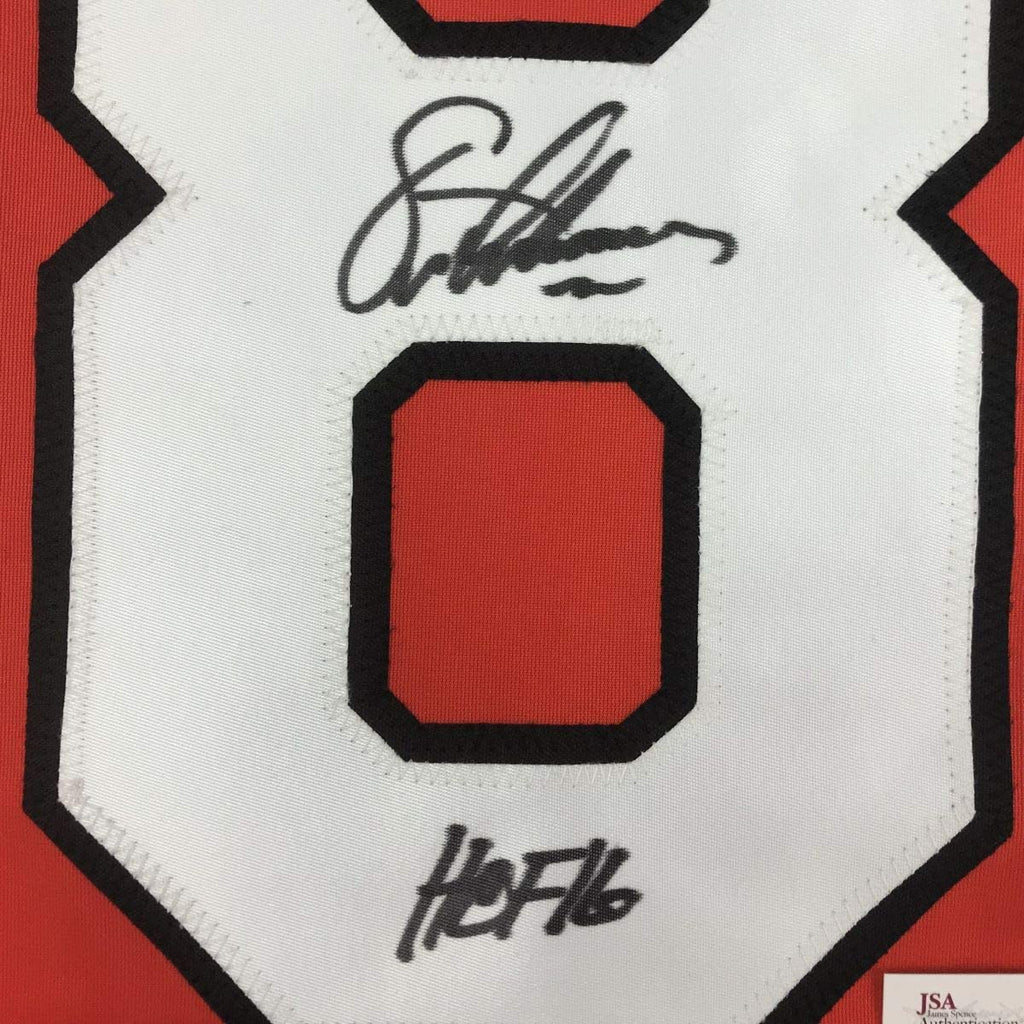 Autographed/Signed Eric Lindros HOF 16 Philadelphia Orange Hockey Jersey JSA COA