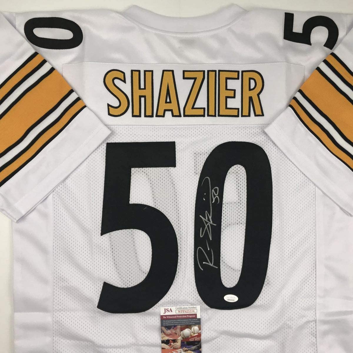 Autographed/Signed Ryan Shazier Pittsburgh White Football Jersey JSA COA