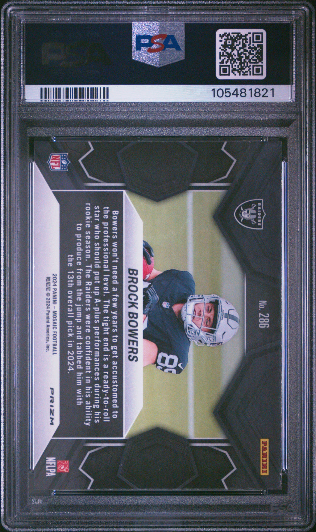Graded 2024 Panini Mosaic Brock Bowers #286 Mosaic Rookie RC Football Card PSA 10 Gem Mint